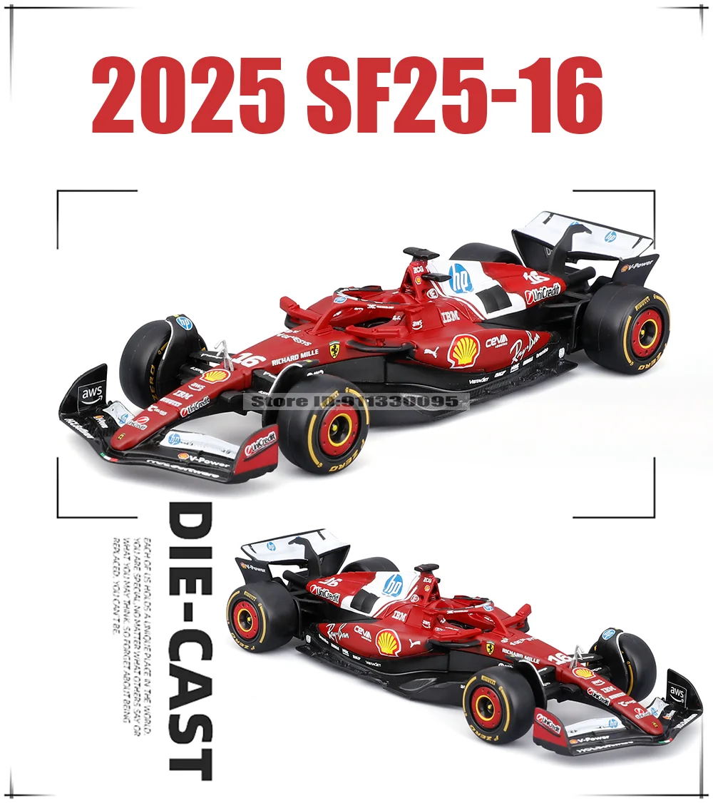 Bburago 1:43 F1 2025 Scuderia Ferrari HP SF25 # 16 Charles Leclerc # 44 Lewis Hamilton Legierungsmodellauto Druckguss-Modellspielzeug – Detail 4