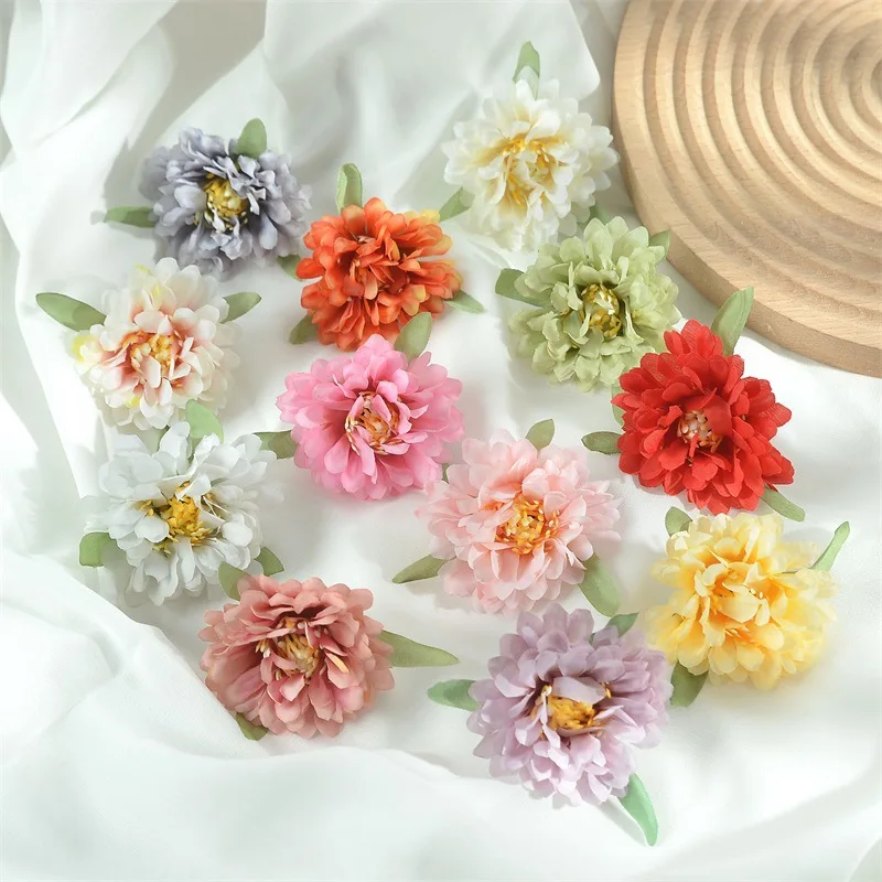 

10pcs 6.5cm Artificial Peony Colorful Silk Flower Heads Cake Cap Headdress Shoes DIY Decor Flower Home Wedding Party Decoration