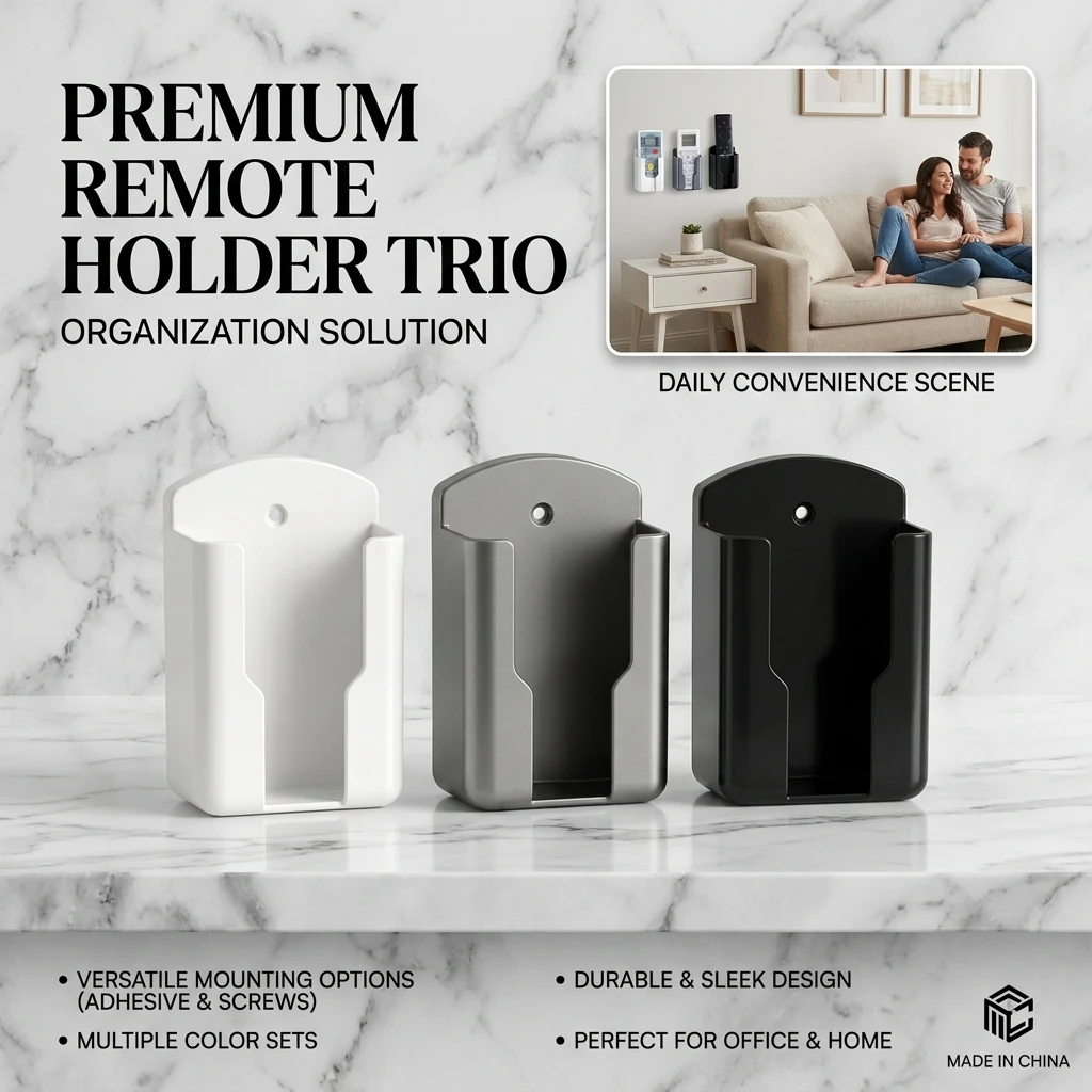 Wall Mounted Non Perforated Storage Rack for Air Conditioner TV Remote Control Bathroom Organization Holder