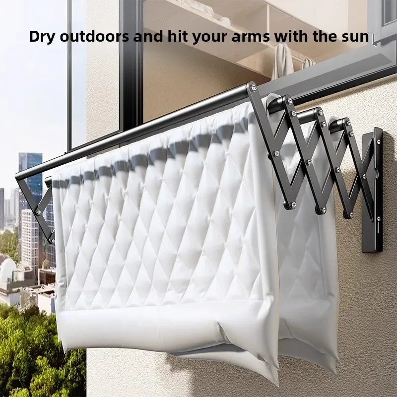 Wall Mounted Foldable Clothes Drying Rack Indoor Balcony Space Saving Retractable Hanging Laundry Rack