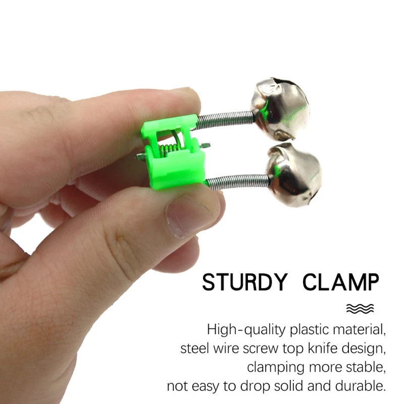 ★▲10Pcs Easy Install Clamp On Fishing Bite Alarm Bells Rod Tip Bell Detector for Night River Fishing