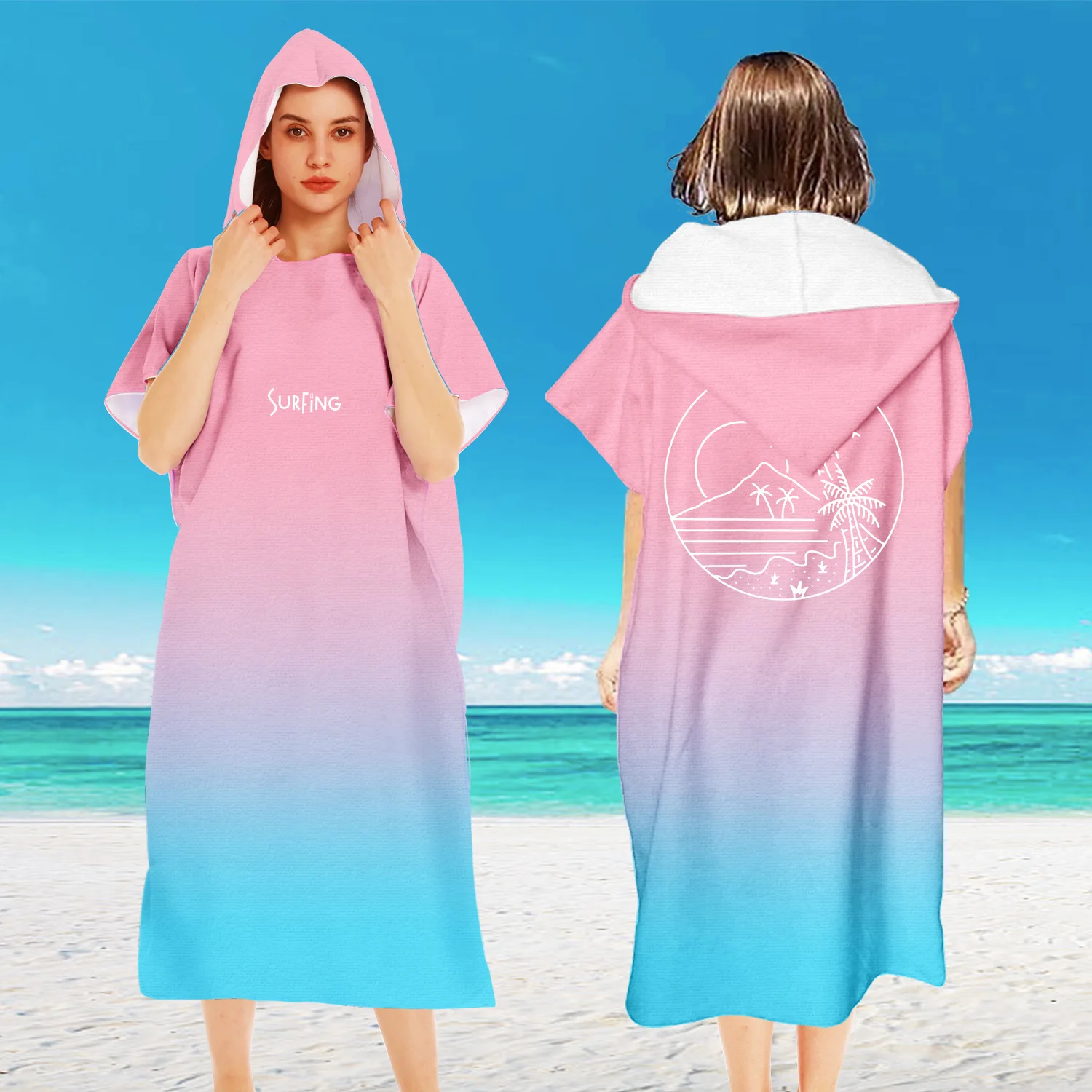 Hot Quick Dry Towel Diving Surf Changing Robe Poncho Towel with Hood Microfiber Absorbent Sweat-absorbent Swim Robe