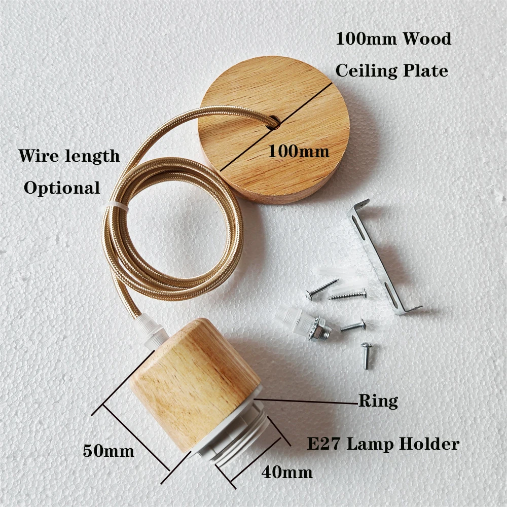DIYヴィンテージE26/E27吊り下げランプホルダー、ケーブル付き天井ランプホルダーソケット、北欧風ハーフ歯ランプシェードベース（ペンダントランプ用）