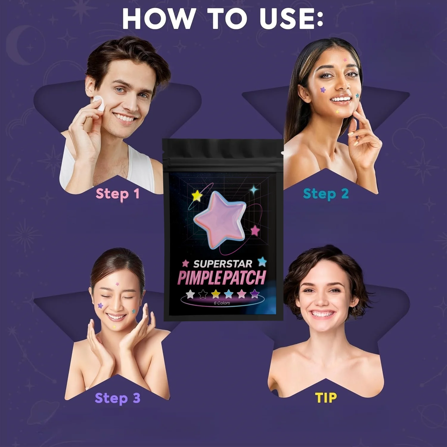 240Pcs pieces of multi-color star acne patches, facial acne patches, concealer acne patches, and pimples patches, ultra-thin image 4
