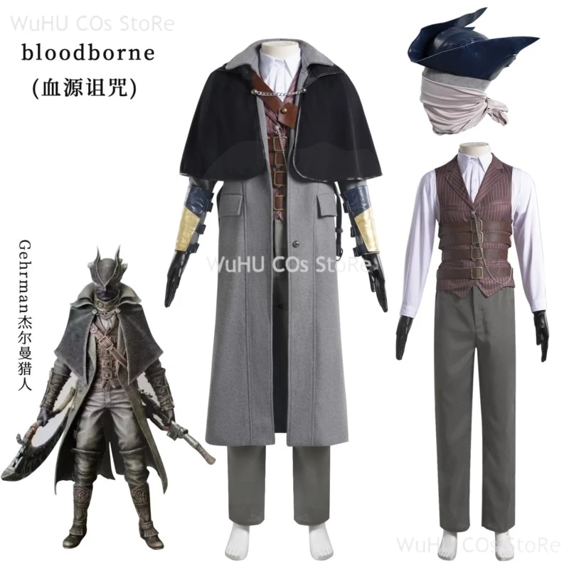 Game Bloodborne Gehrman Cosplay Costume Halloween Outfits Women Men New Suit Uniform Accessories And Props Set