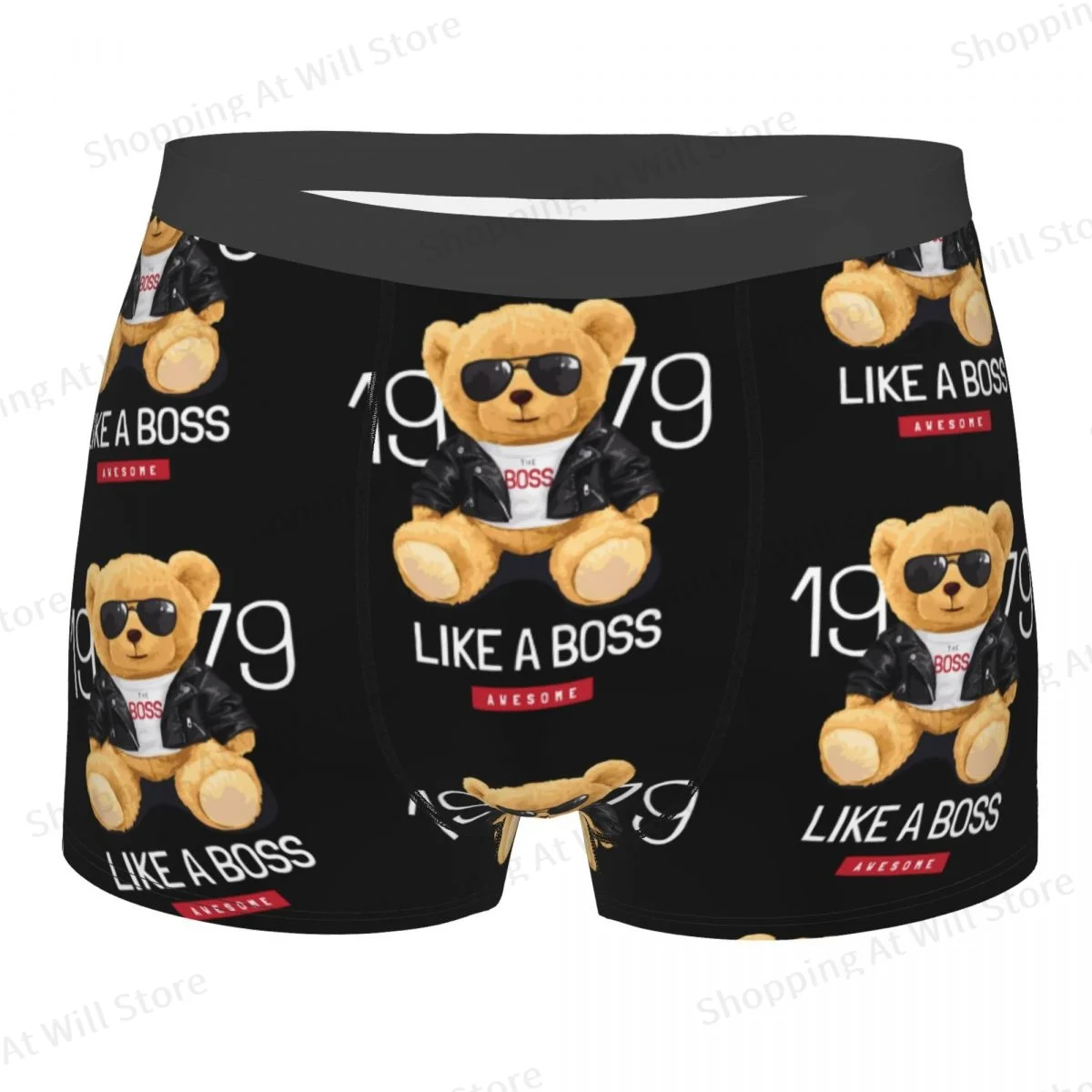 Wearing Sunglasses Teddy Bear Men Boxer Briefs Highly Breathable Underwear Top Quality Print Shorts Gift Idea