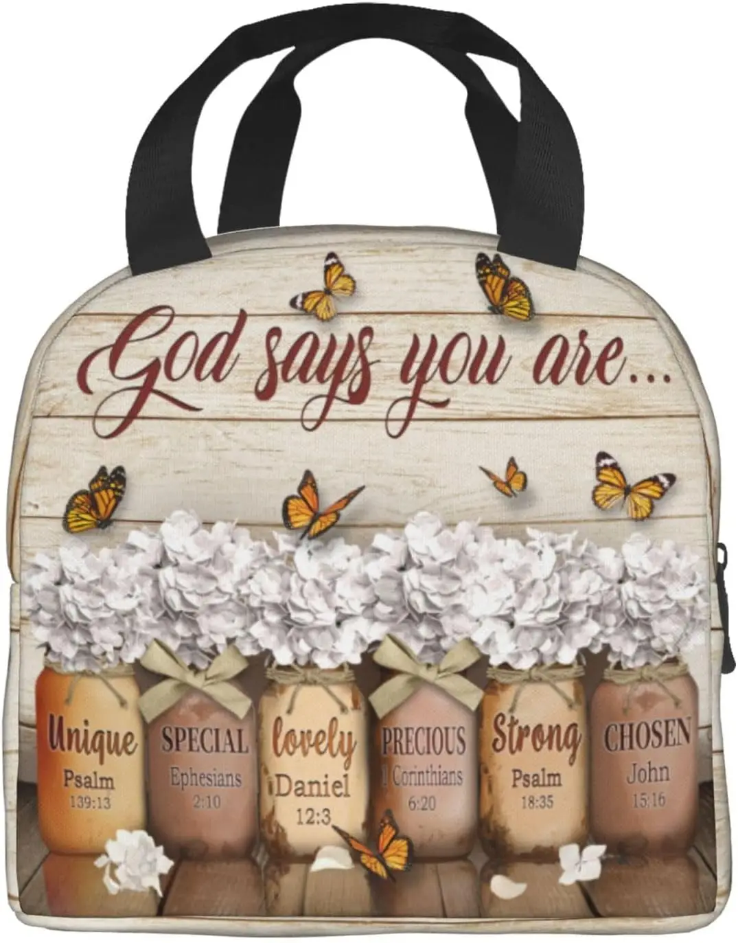 พระเจ้าบอกว่าคุณคือกระเป๋าใส่อาหารกลางวัน กระเป๋าใส่อาหารกลางวันสำหรับผู้หญิง ข้อความในพระคัมภีร์ตามหลักศาสนาคริสต์ กล่องอาหารกลางวันข้อความในพระคัมภีร์ของพระเยซู