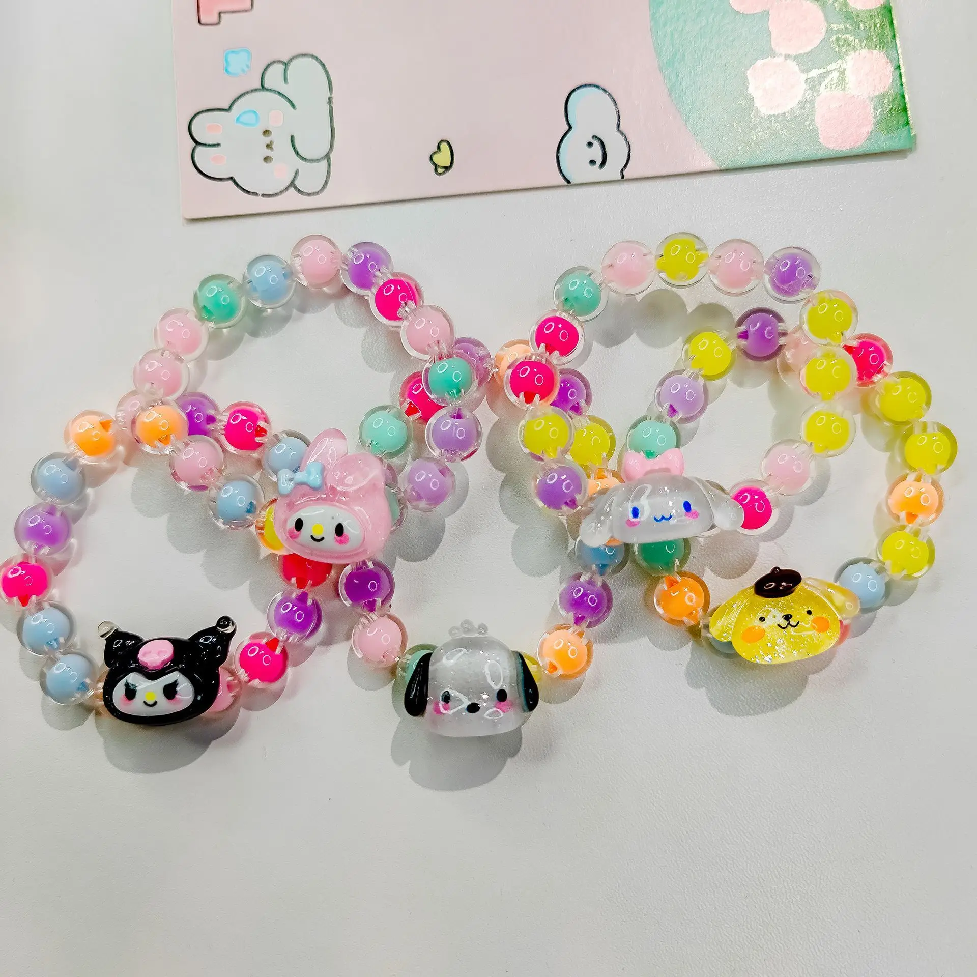 

Kawaii cartoon cartoon character kuromi bracelet children's bracelet Sanrio little girl cartoon accessories beaded jewelry girl