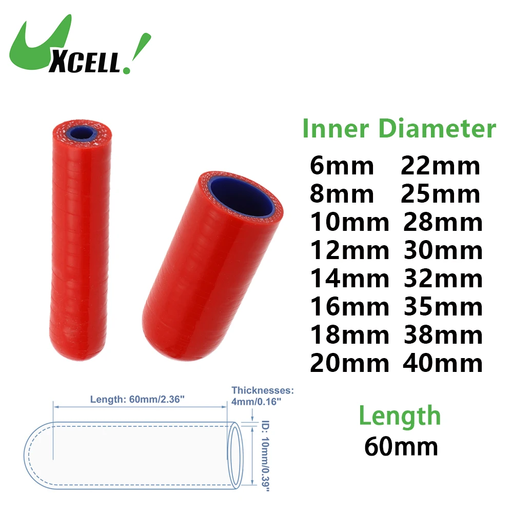 

UXCELL 60mm Length 6mm-40mm ID Car Silicone Rubber Hose End Cap Silicone Reinforced Blanking Cap for Bypass Tube Universal
