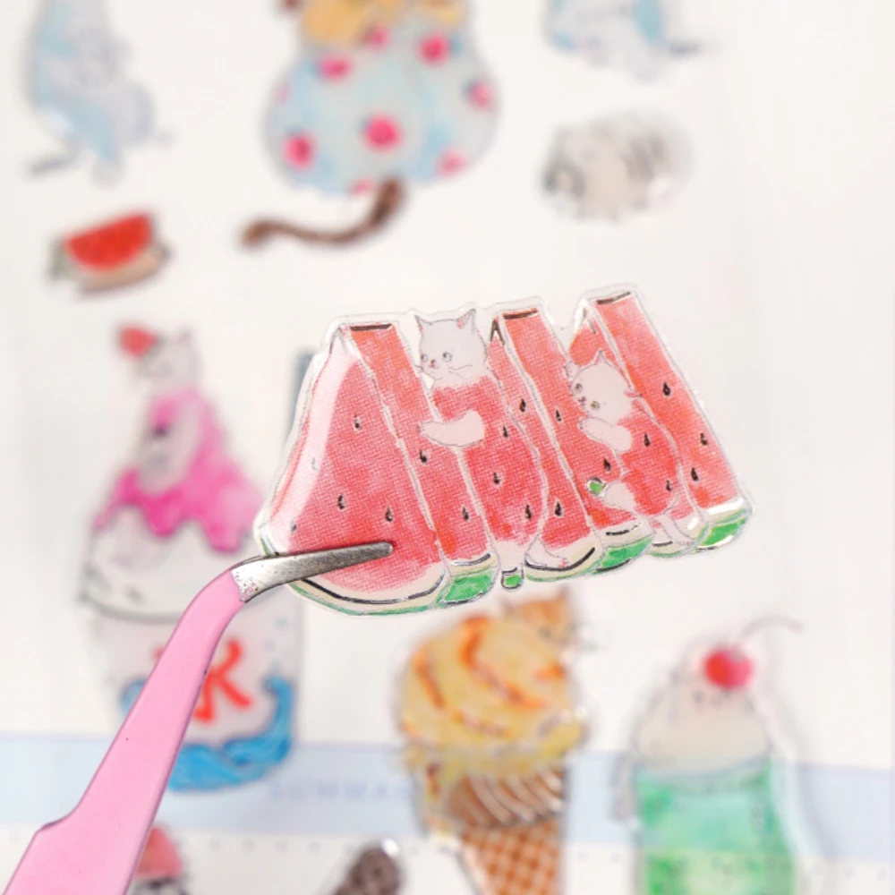 4 قطعة/الوحدة حيوانات البحر القطط الفضة ضغط ملصقات سكرابوكينغ Diy بها بنفسك مجلة ديكور لطيف ملصق القرطاسية ملصقات الكريستال