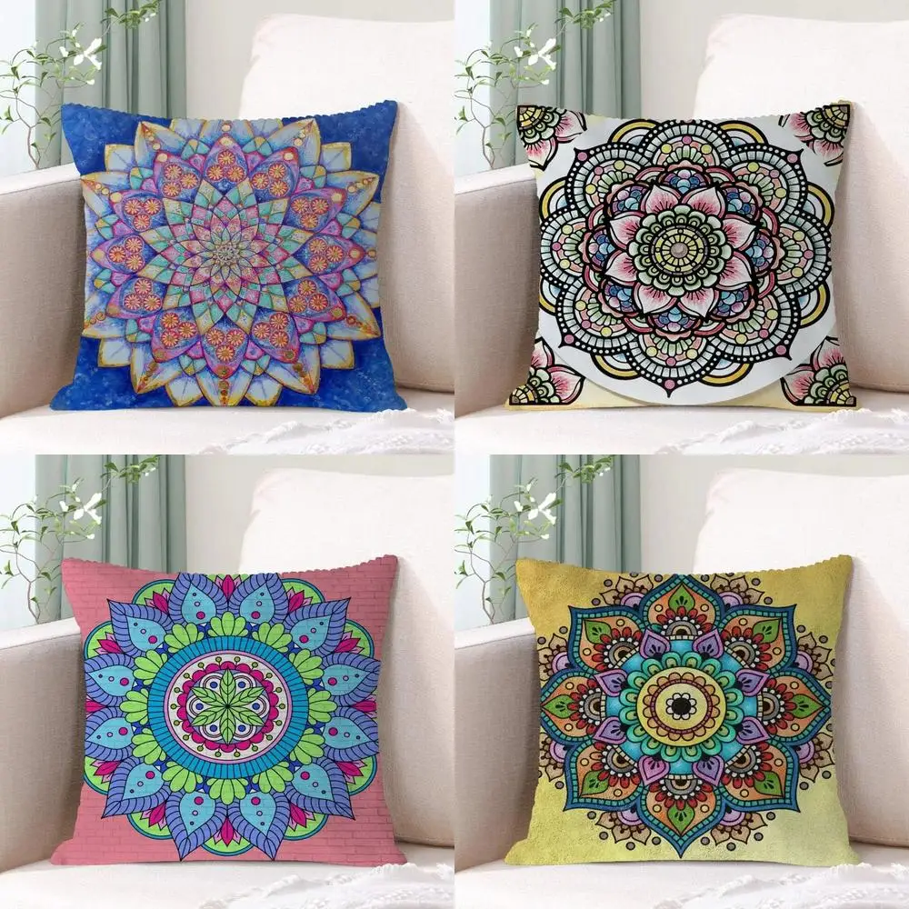 

Home Decor Colorful Mandala Pattern Decorative Pillow Covers Pattern Cushion Cover Suitable For Sofa Bedroom Car Pillow Cover