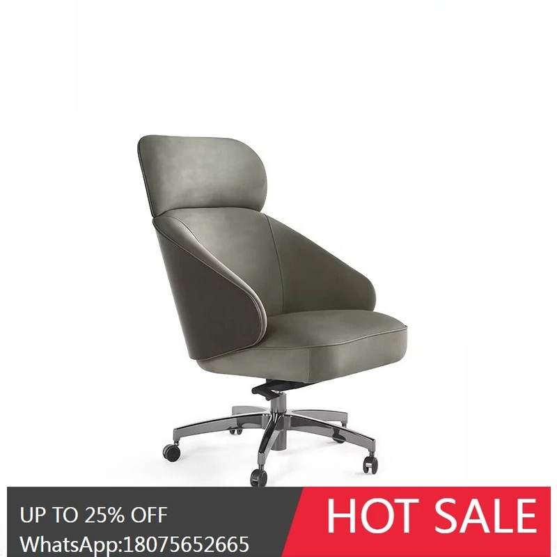 MJY Light Luxury Leather Office High-End Metal Reception Chair