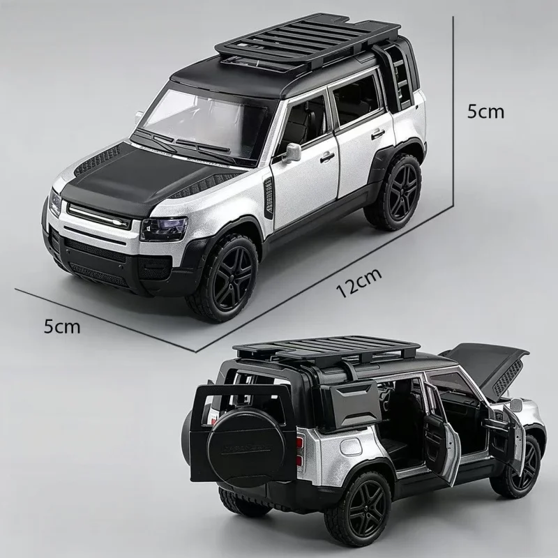 Modern Square Off‑Road Alloy Vehicle Toy, Black‑Silver Two‑Tone Body, Roof Rack Kit, Pull‑Back Function, Desktop Ornament For Ca