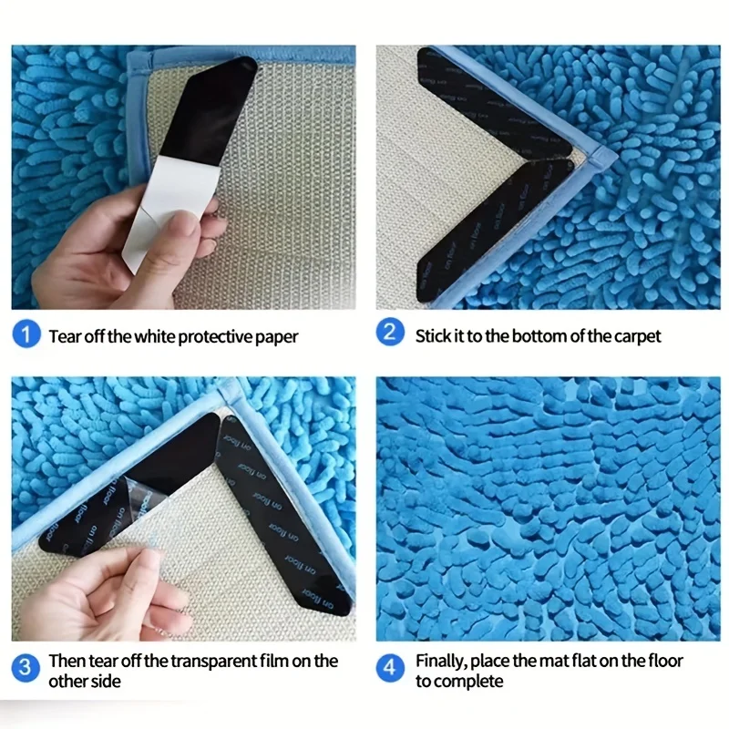 10-Pack Waterproof Reusable Adhesive Carpet Pads, Universal Double-Sided No-Trace Anti-Slip Carpet Tapes