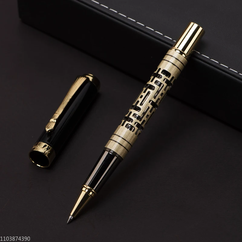 Imagem -03 - Metal Rollerball Pen Openwork Chinês Design Estilo Antigo Escritório Canetas Gel Preto Papelaria Presente Luxuris Escritores 0.5 mm 0.7 mm mb