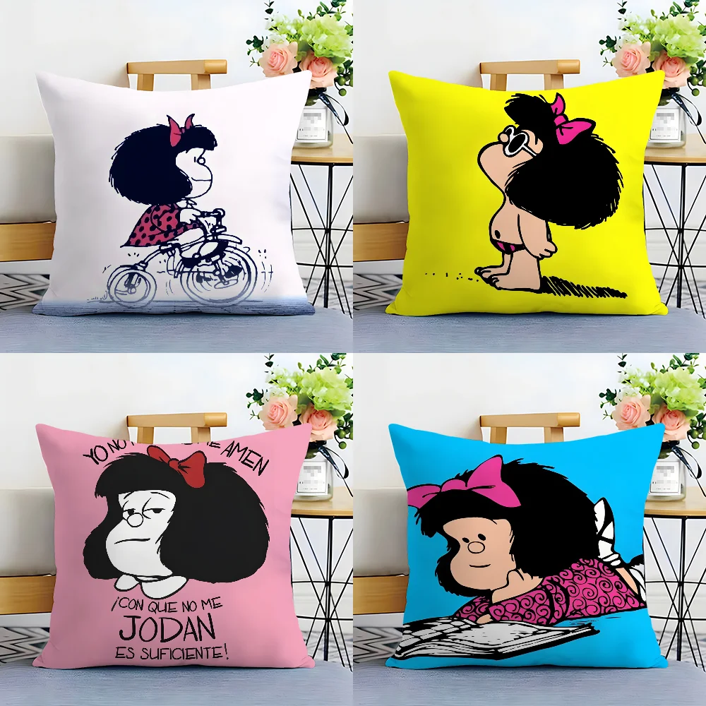 Cartoon M-Mafaldas Pillow Case Plush Fabric Soft  Pillowcase Double Sided Print Cushion Cover Household Gifts