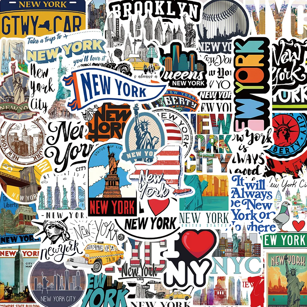 10/30/50Pcs cartoon New york sticker For Suitcase Skateboard Laptop Luggage Phone Car Styling DIY Decal Pegatina