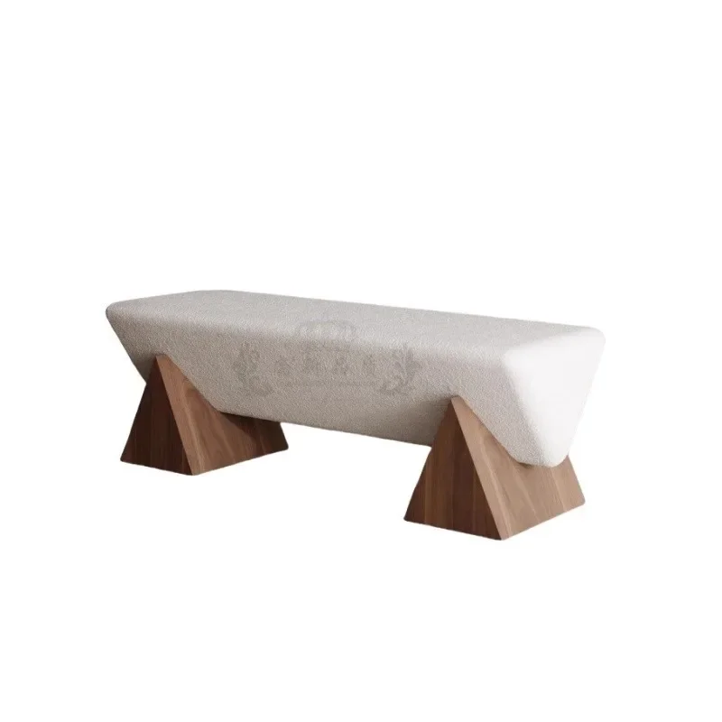 Nordic simple and creative solid wood bedside stool designer bed and breakfast club casual shoe change bench sales office sofa