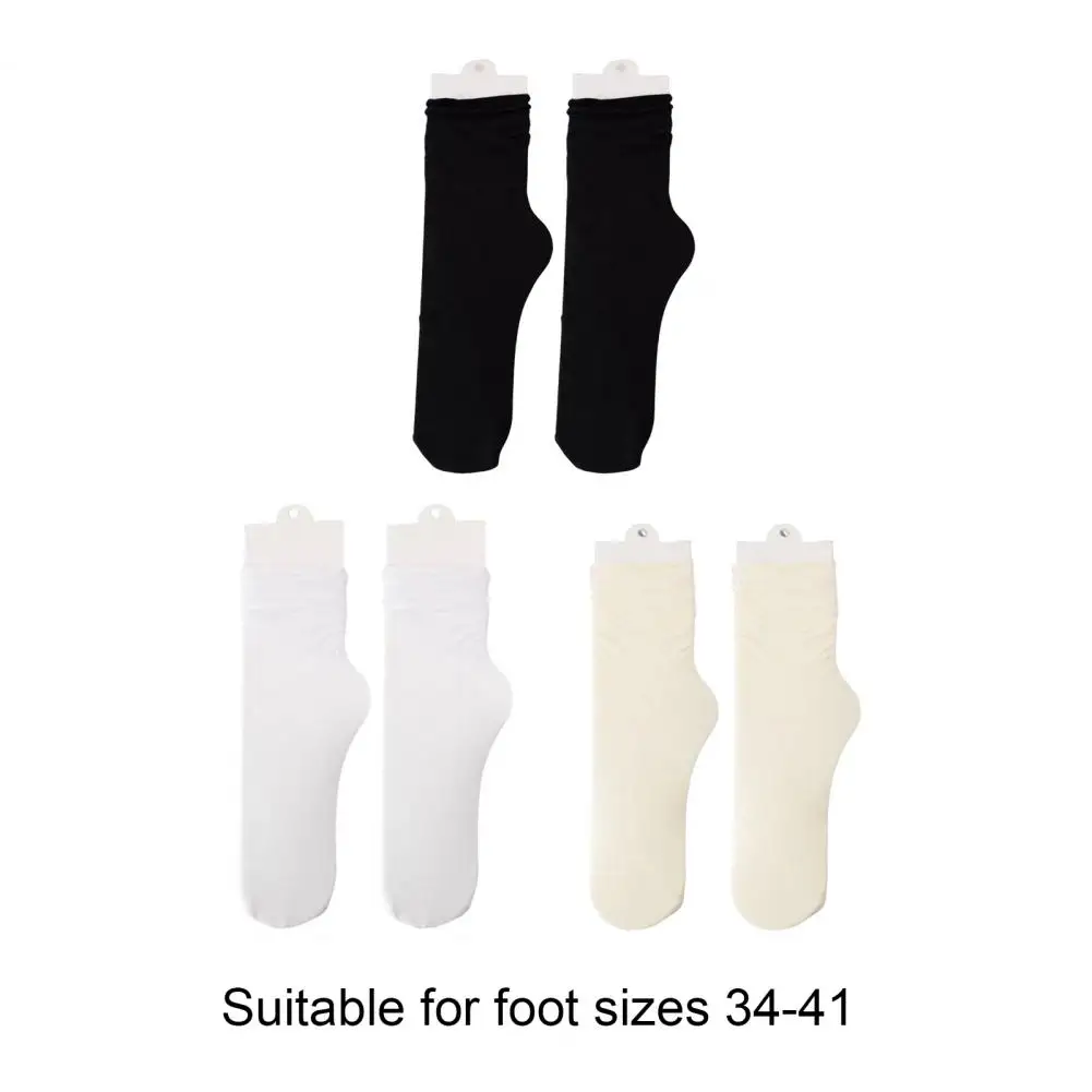 

3 Pairs Thin Ice Silk Women's Long Tube Socks Summer Cool Mid Calf Socks Black And White Ice Socks Pile Ladies' Accessories