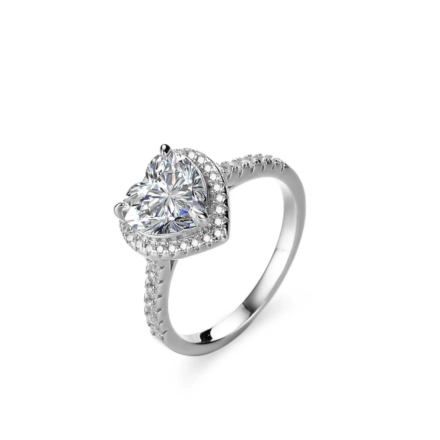 Boutique PT950 platinum diamond ring ring Moissanite 2 carat heart-shaped love fashion platinum female ring Seiko jewelry