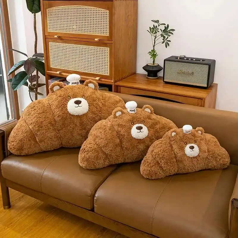 

Kawaii Chef Bread Bear Plush Pillow Cute Food Plushie Doll Soft Funny Baguette Croissant Bear Toy Stuffed Animals Toy Gift