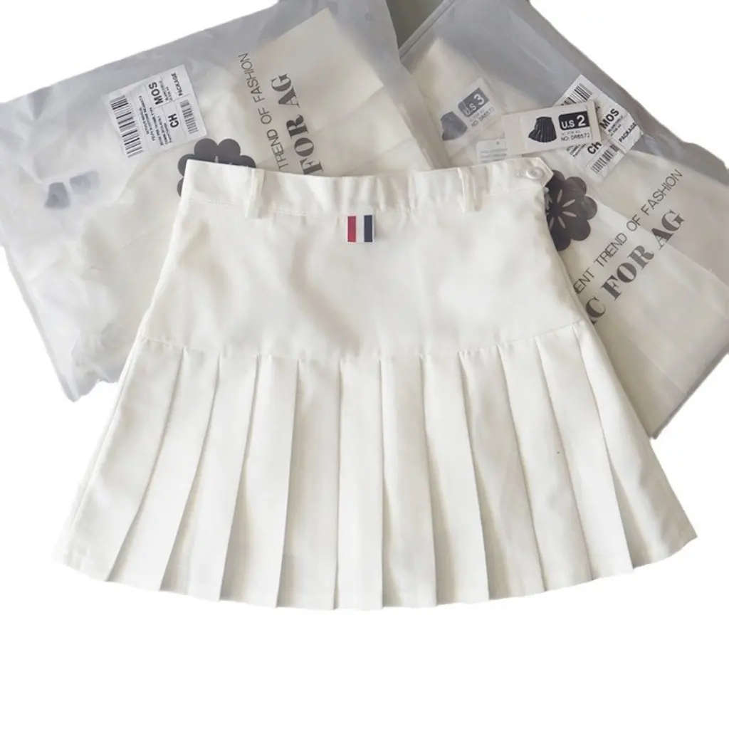 

TB High Waist Pleated Skirt for Women Spring Summer New Ins Style College Suit Material A-Line Short Culottes