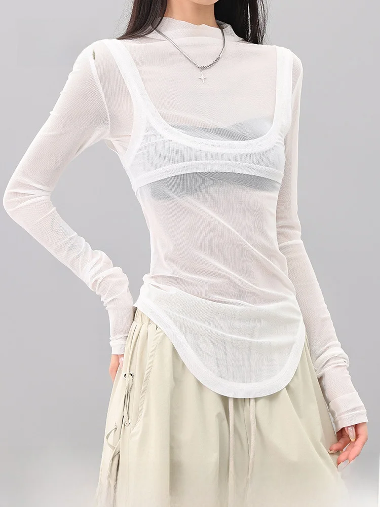 

Женская летняя футболка White Me Splice Slim Fit Long Sve, новинка Sle для поездок на работу, однотонная, дышащая, влажная, ng