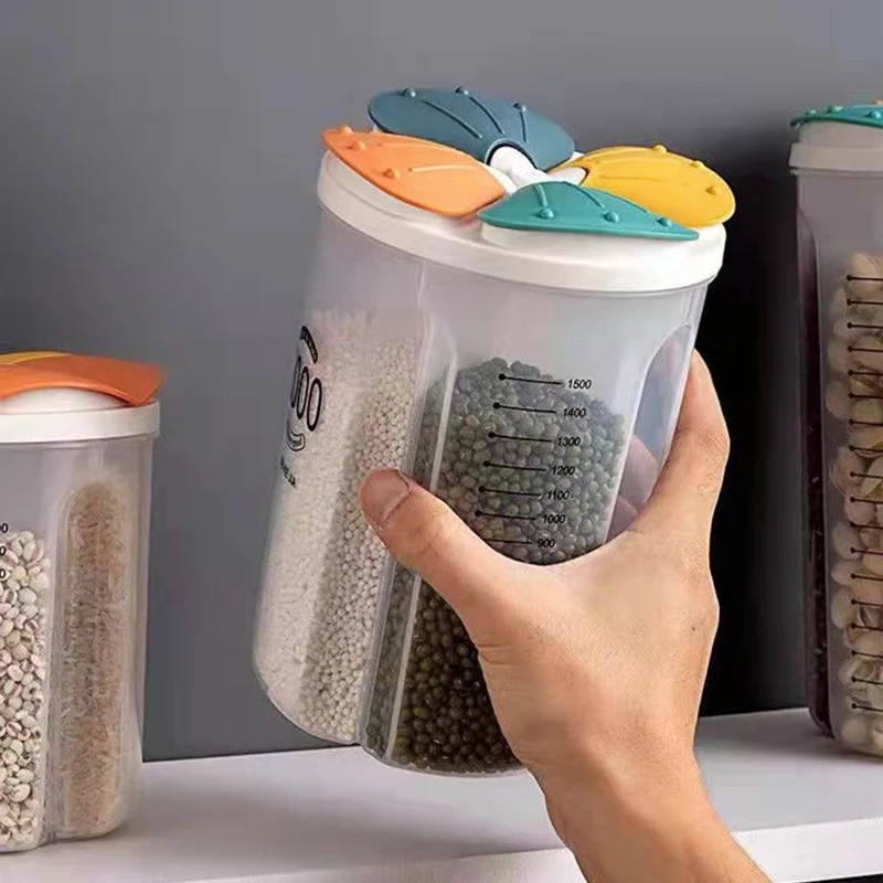 Kitchen Storage Cereal Dispenser Food Can Home Cereal Container Moisture-Proof Sealed Cans Cereals Bean Organizer Box