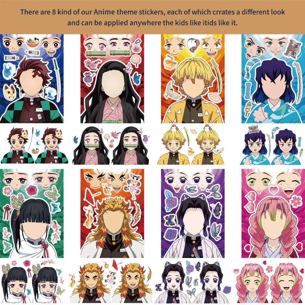 Hot Sheets Demon Slayer Cartoon Anime Puzzle Sticker DIY Phone Laptop Luggage Skateboard Graffiti Decals Fun for Gift