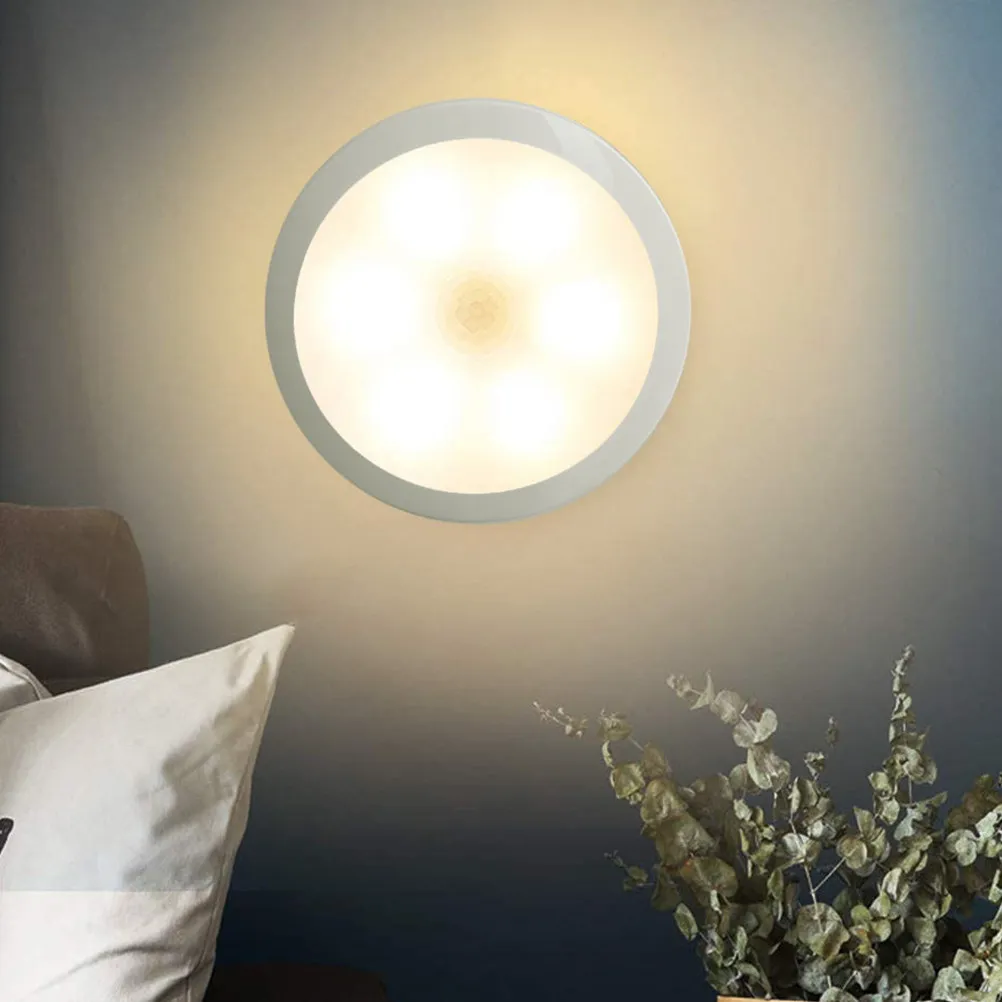 LED Sensor Night Light Battery Operated Warm Motion Sensor Lamp Small Wall Light for Hallway Bedroom Kitchen Indoor Use Night