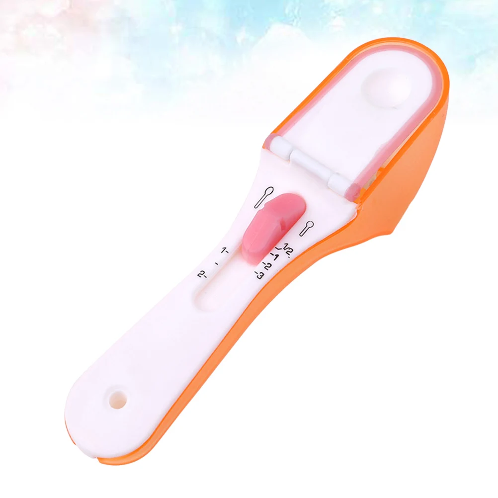 

2pcs Measuring Spoons 5Ml-30Ml Adjustable Plastic Measuring Spoon With Scale Kitchen Baking Accessories Orange White Set Compact