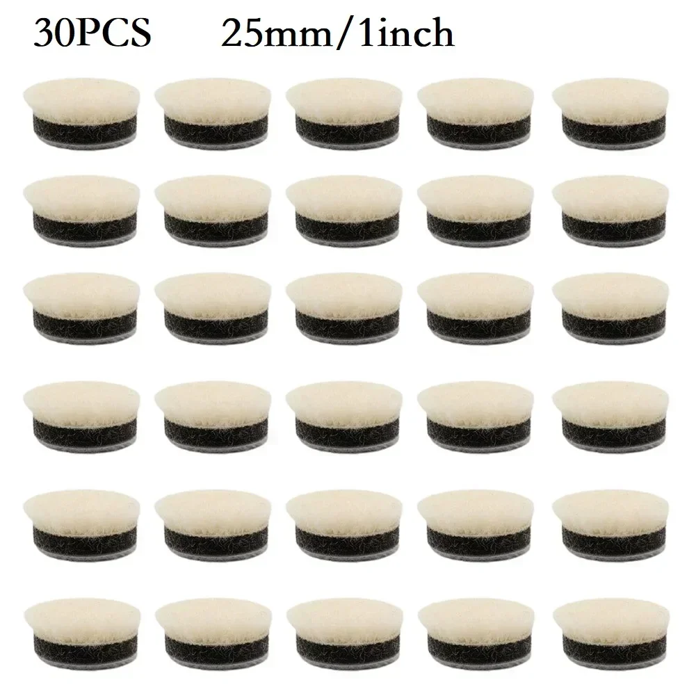 Professional 30Pcs Wool Polishing Pads, 1 inch Diameter, for Car Polisher or Glass Buffing, Excellent Cleaning Results