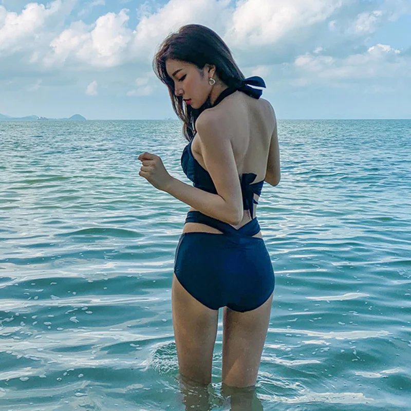 Maillot de bain tendance pour femmes, minimaliste, couleur unie, Push-Up, Camisole, Sexy, fendu, contrôle du ventre, taille haute, coupe cintrée, 2025