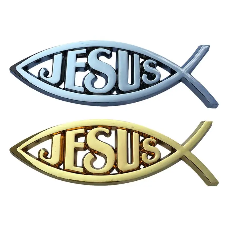 Christian Fish Sticker Fish Decals Jesus Fish Emblem Christian Religious Reusable Sticker For Car Window Bumper Truck Laptop