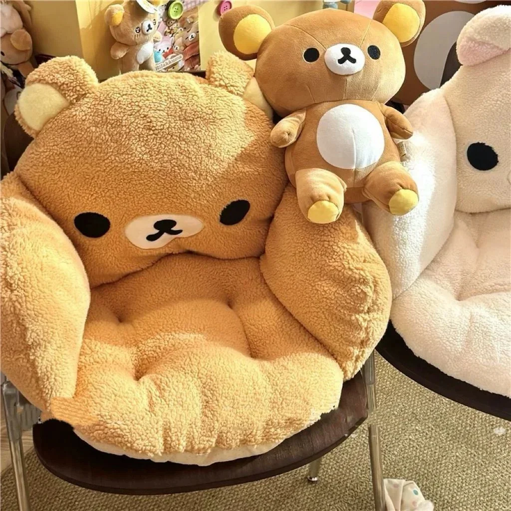 New Rilakkuma Plush Bolster Thickened Winter All-in-one Seat Cushion For Chairs Cushion Tatami Seat Pillow Warm Mat Car Seat