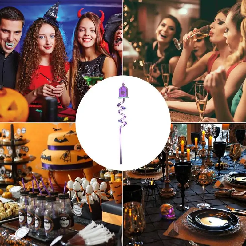 Halloween Straws Reusable Drinking Straws Birthday Party Supplies Drinking Straws with Cartoon Patterns Home Decoration