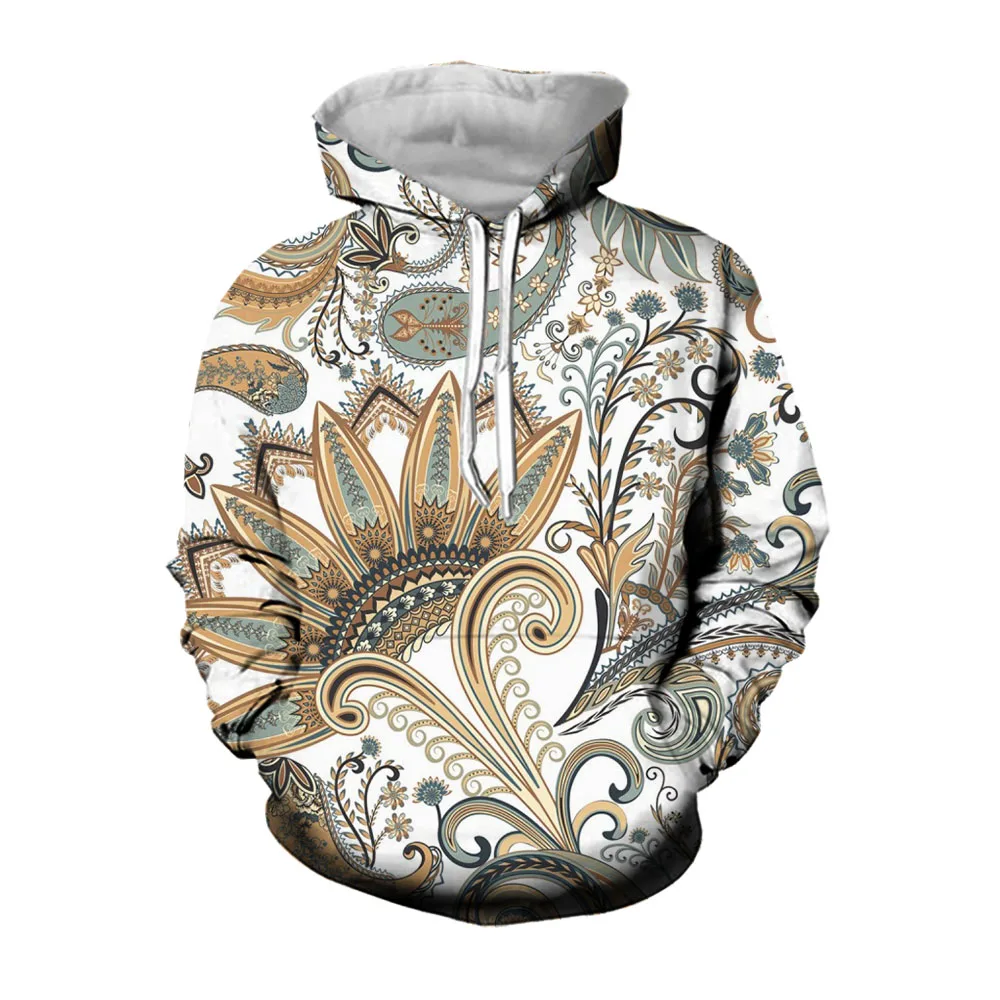 Jumeast Paisley Hoodies For Men Vintage Decorative Hand Paint Graphic Hooded Sweatshirts Oversized Mens Hoodie Casual Streetwear