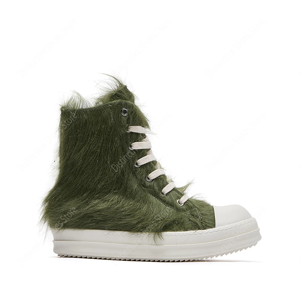 

Men Boots For Women Genuine Leather Horsehair Zipper Ankle Shoes RO Style Fashion Platform High Street Vintage Luxury Sneakers