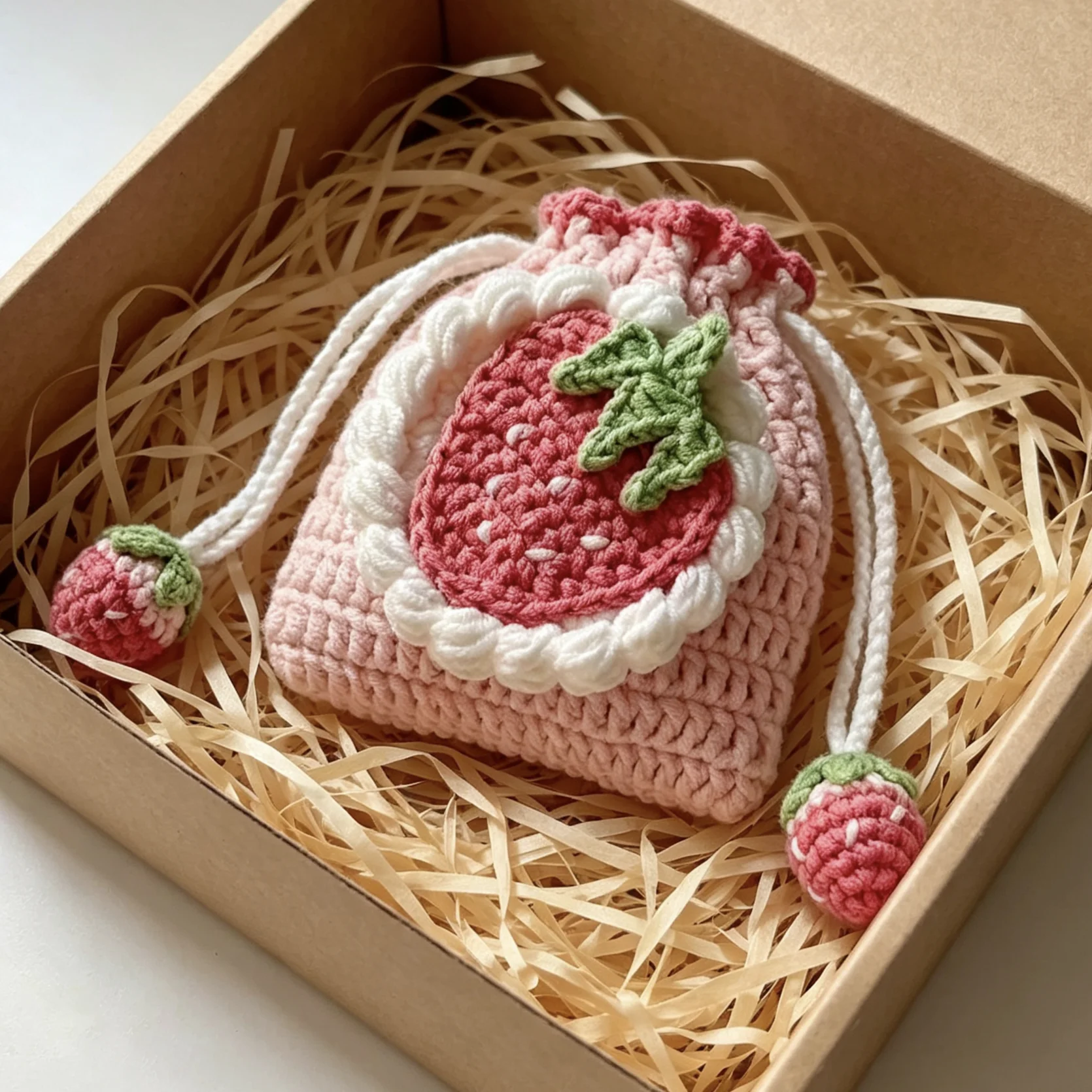 bolsa-de-moedas-de-morango-artesanal-kit-diy-de-trico-e-croche-com-fio-chaveiro-de-boneca-fofa-presente-para-amigos-acess