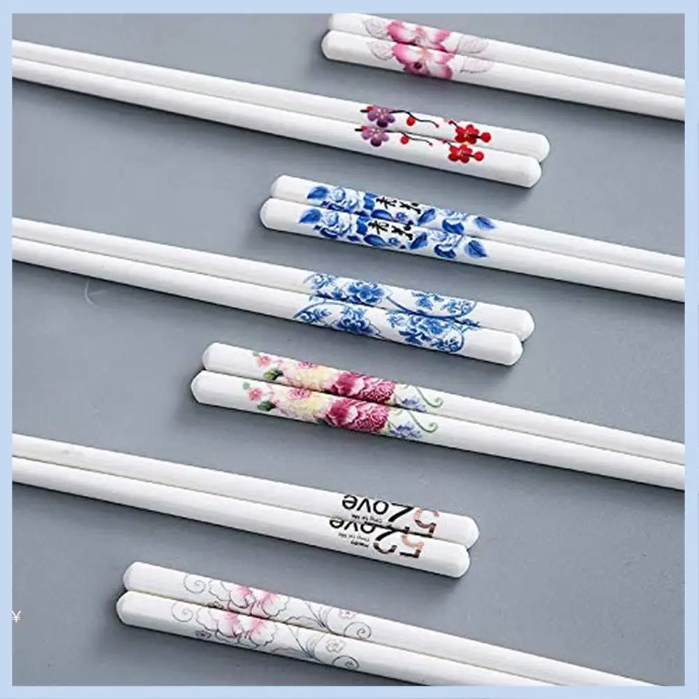AS63-5 Pairs Porcelain Chopsticks - Reusable Chopsticks Dishwasher Safe, Chop Sticks Gift Set, 9 1/2 Inches