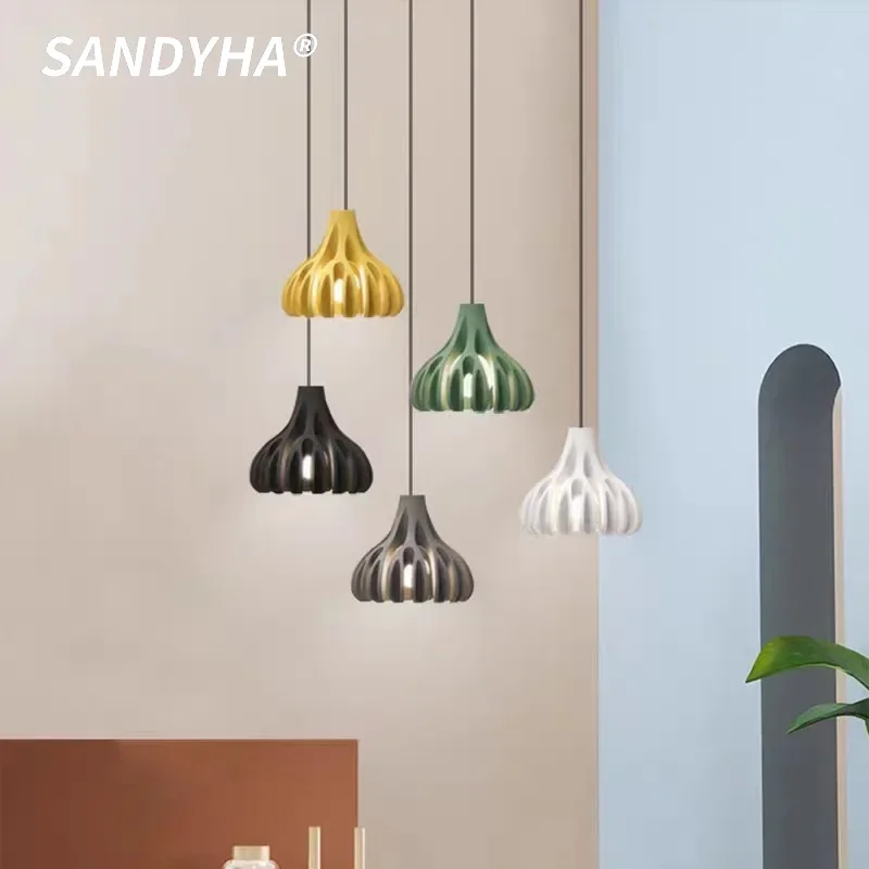 

SANDYHA Nordic Minimalist Pendant Light Colorful Resin Hanging Chandelier Home Decoration Dining Room Bedroom Staircase Lighting