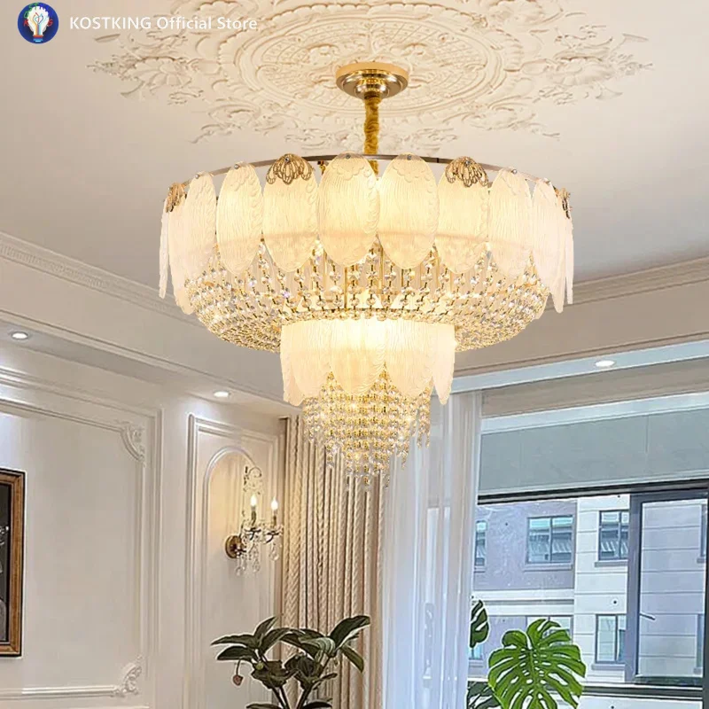 

Modern K9 Crystal Pendant Lamp French Designer Glass Petal Chandeliers For Living Room Dining Room Bedroom Luxury Decor Lighting