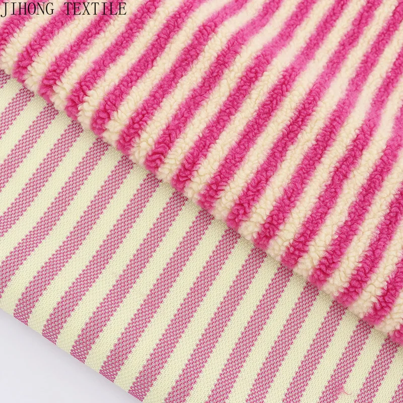 Tessuto a maglia jacquard a righe Velluto con particelle 45 × 160 cm 90 × 160 cm Per abbigliamento caldo per bambini, capispalla, borse, materiale per cucire cappelli