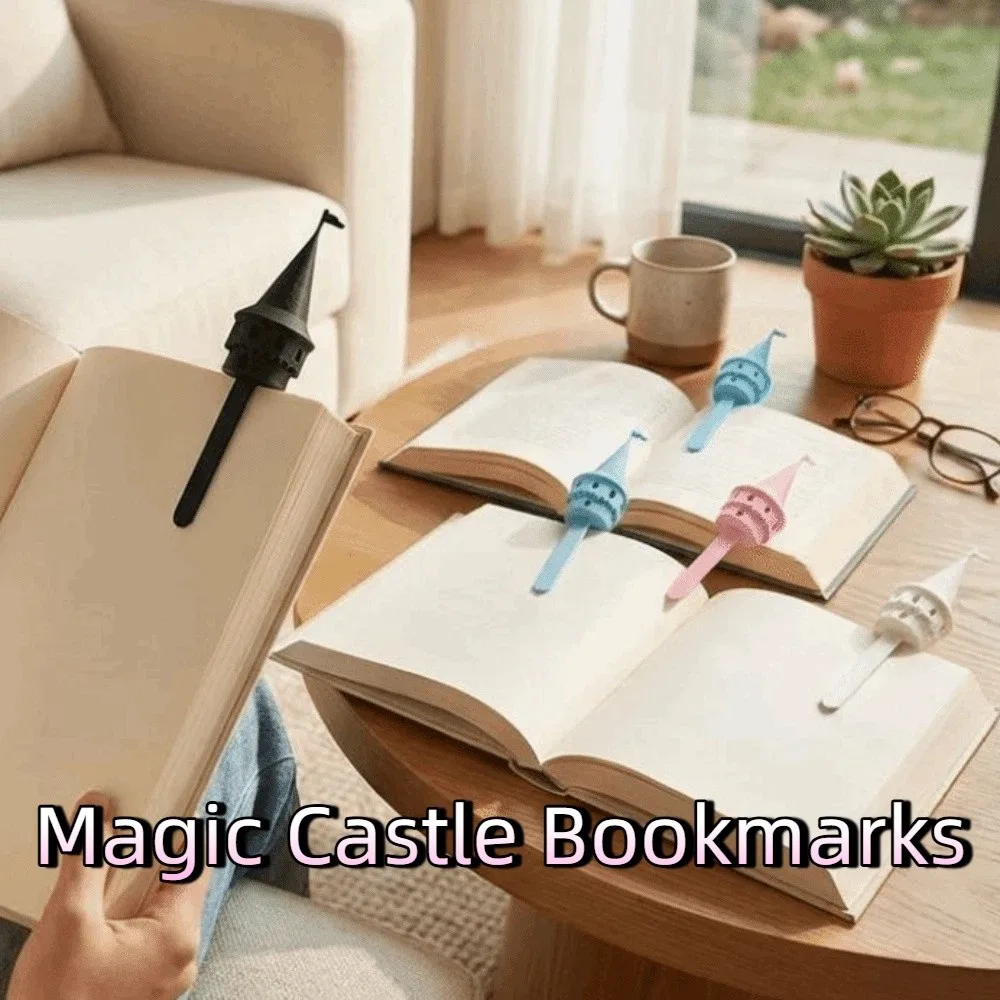Adorable 3D Printing Magic Castle Bookmarks Fun Castle Shape Spire Bookmarks Ornaments Handmade Reading Stationery Party Gifts