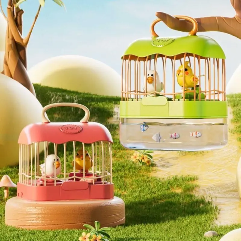 97BC Funny Electric Flapping Bird Musical Toy with Fish Bowl Gift for Baby Pet Musical Singing Glowing Parrot with