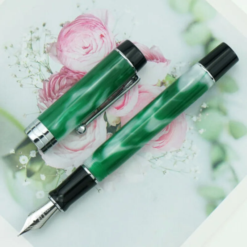 

Перьевая ручка из смолы A + Green Jinhao 100, подарочная ручка для письма с изогнутым наконечником EF/F/M