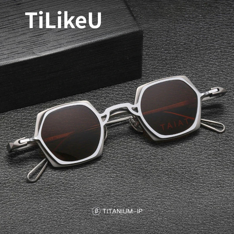 New Magnetic Clipon Glasses Frame Men Pure Titanium Clip on Sunglasses Retro Myopia Shades Polarized Goggles Clip Glasses UV400