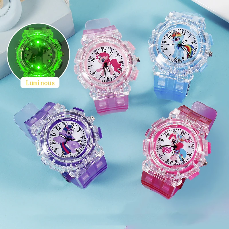 Miniso Anime Cartoon Sanrio Unicorn Pony Luminous Quartz Kids Watch Boys Girls Student Glowing Sport Wristwatch Christmas Gifts