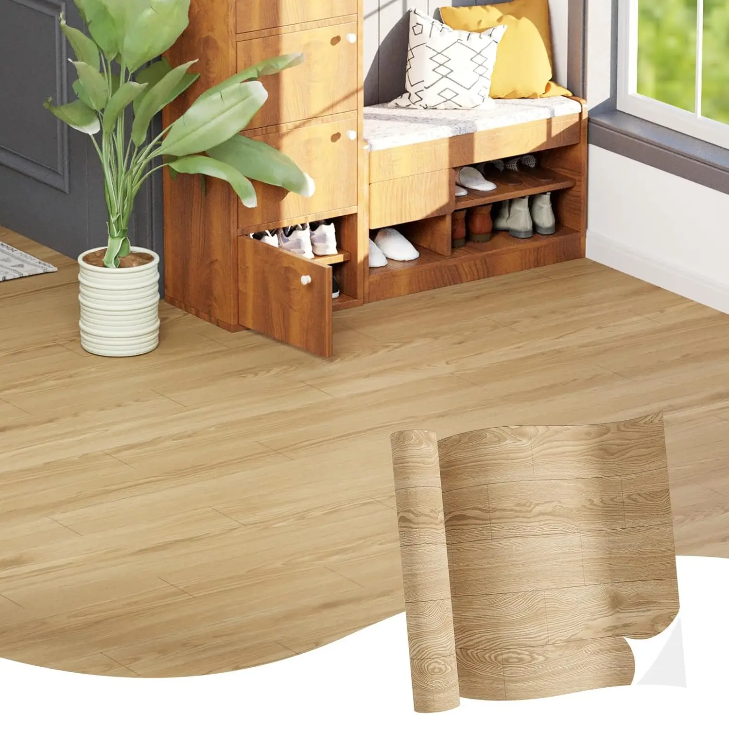 Zelfklevende Verdikte Grijze Houtnerf Vloersticker Waterdichte Slijtvaste Vloersticker Voor Woonkamer Slaapkamer Home Decor