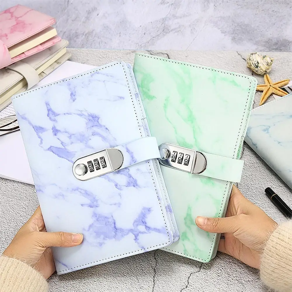 A5 Password Book With Lock Notebook Diary Thickened PU Leather Creative Handbook Notepad Hand Ledger Student Notepad Stationery